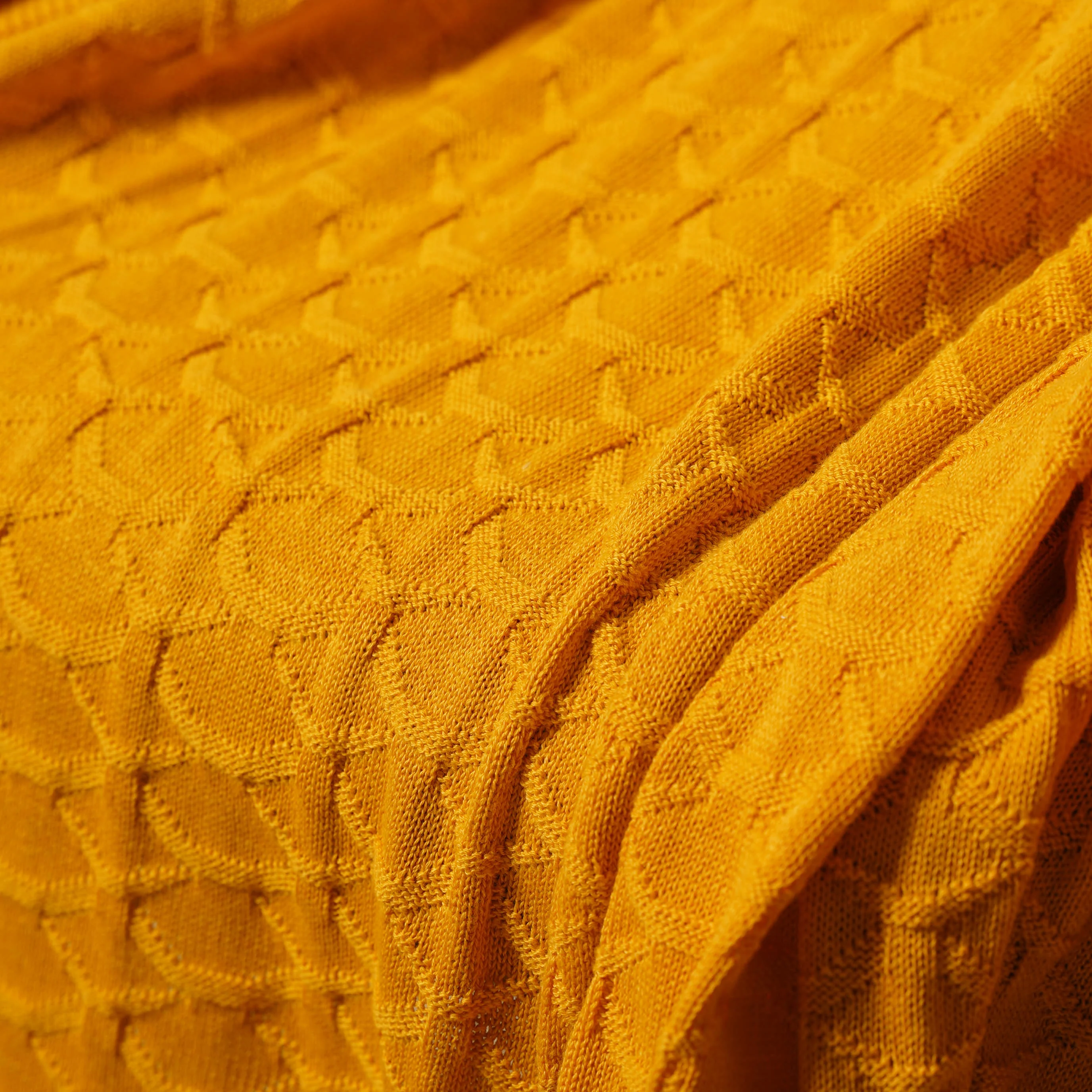 Mustard Scallop Knitted Throw - Image 5