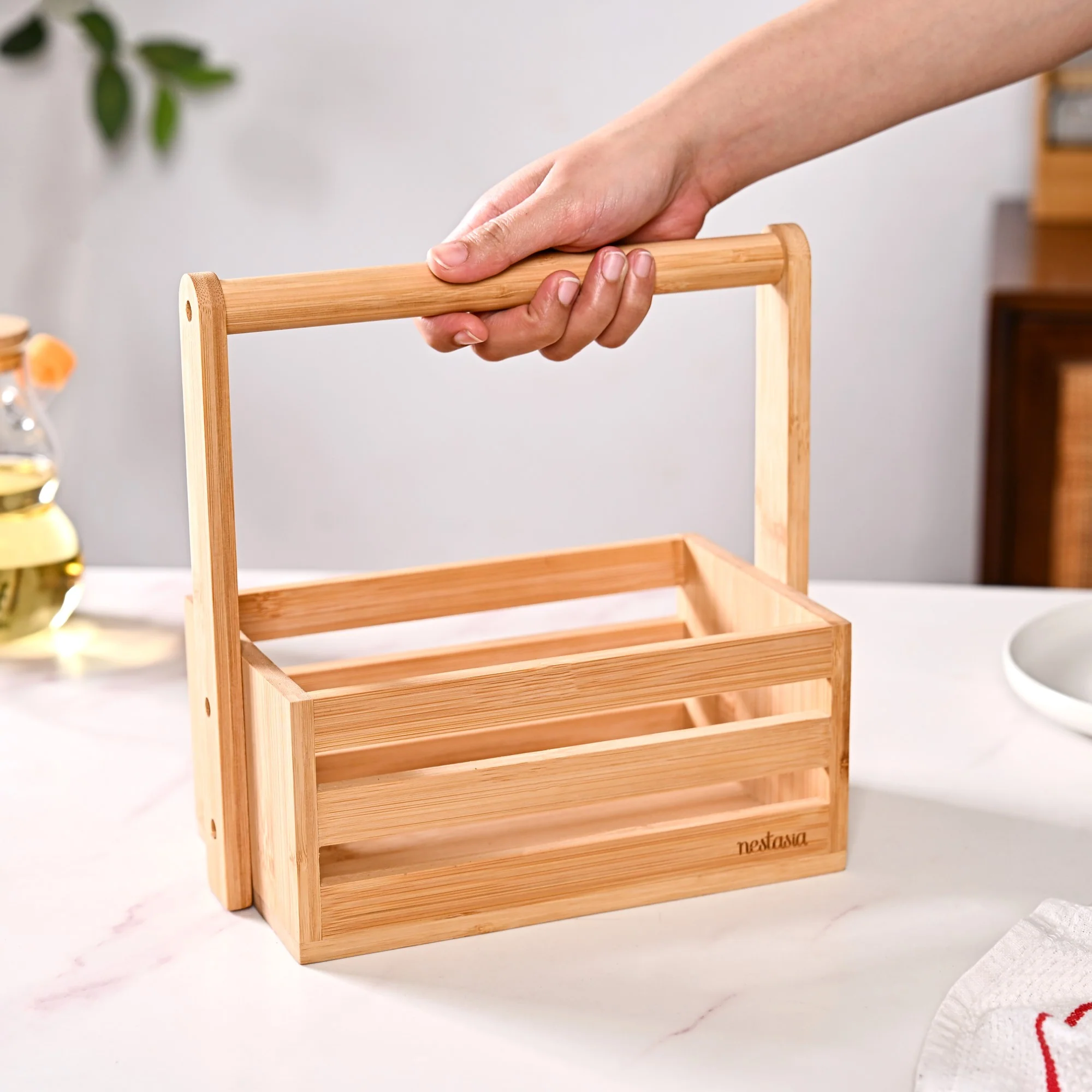 Natural Bamboo Crate Caddy - Image 3