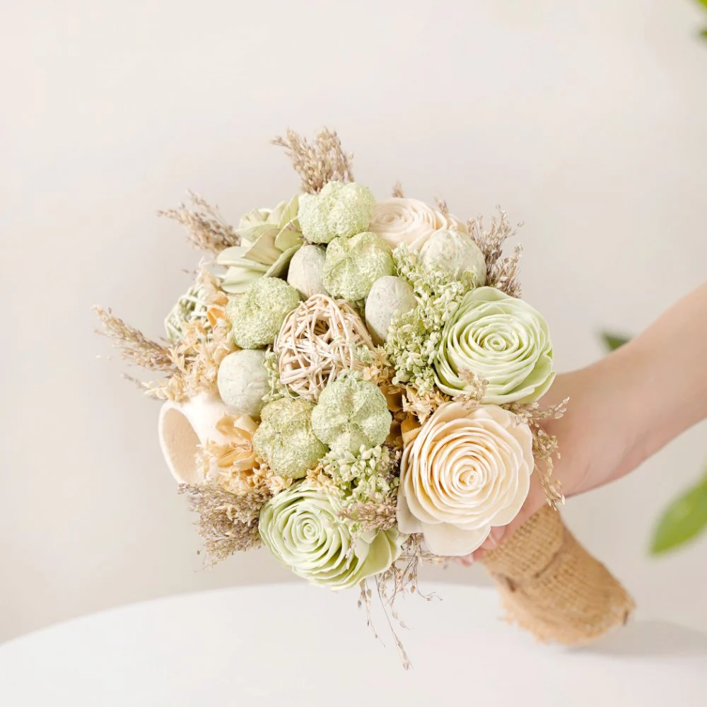 Natural Dried Floral Bouquet Green - Image 3