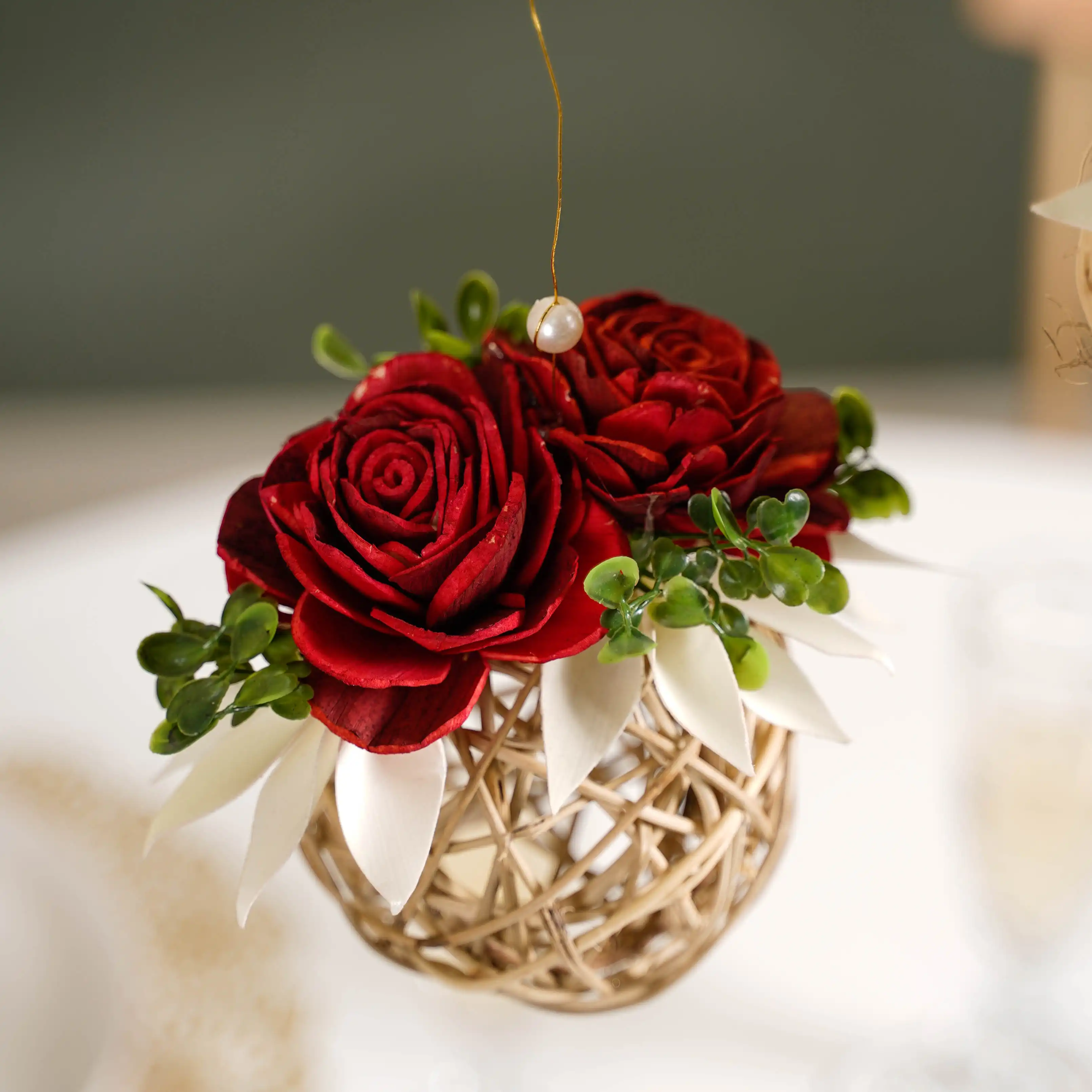 Natural Rose Rattan Hanging Decoration Sustainable Set Of 4 - Image 10