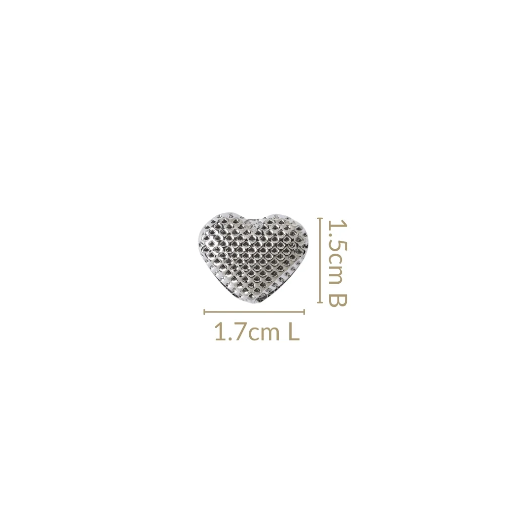 Net Textured Silver Heart Studs - Image 3