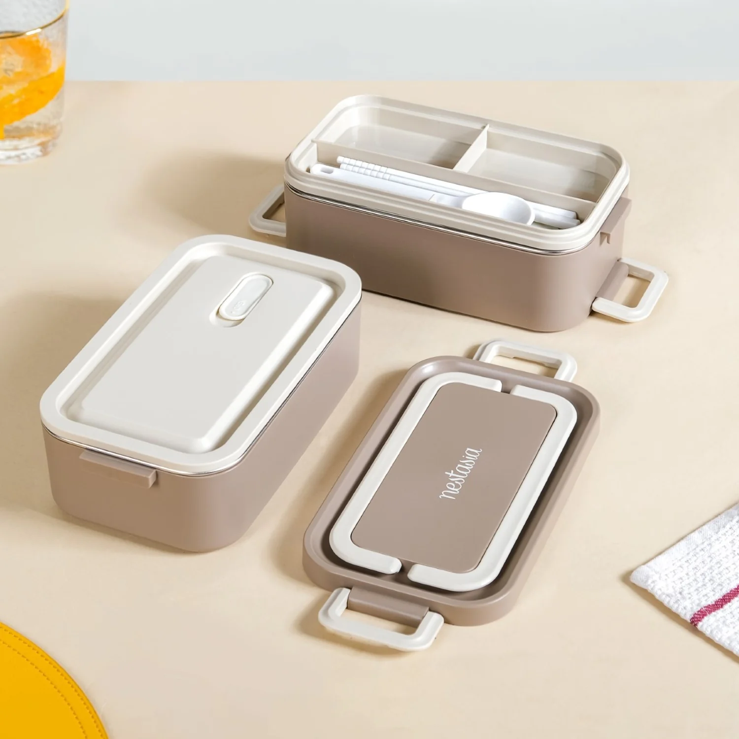 Ninja Leakproof Double Decker Bento Box For Lunch Beige 2000ml - Image 14