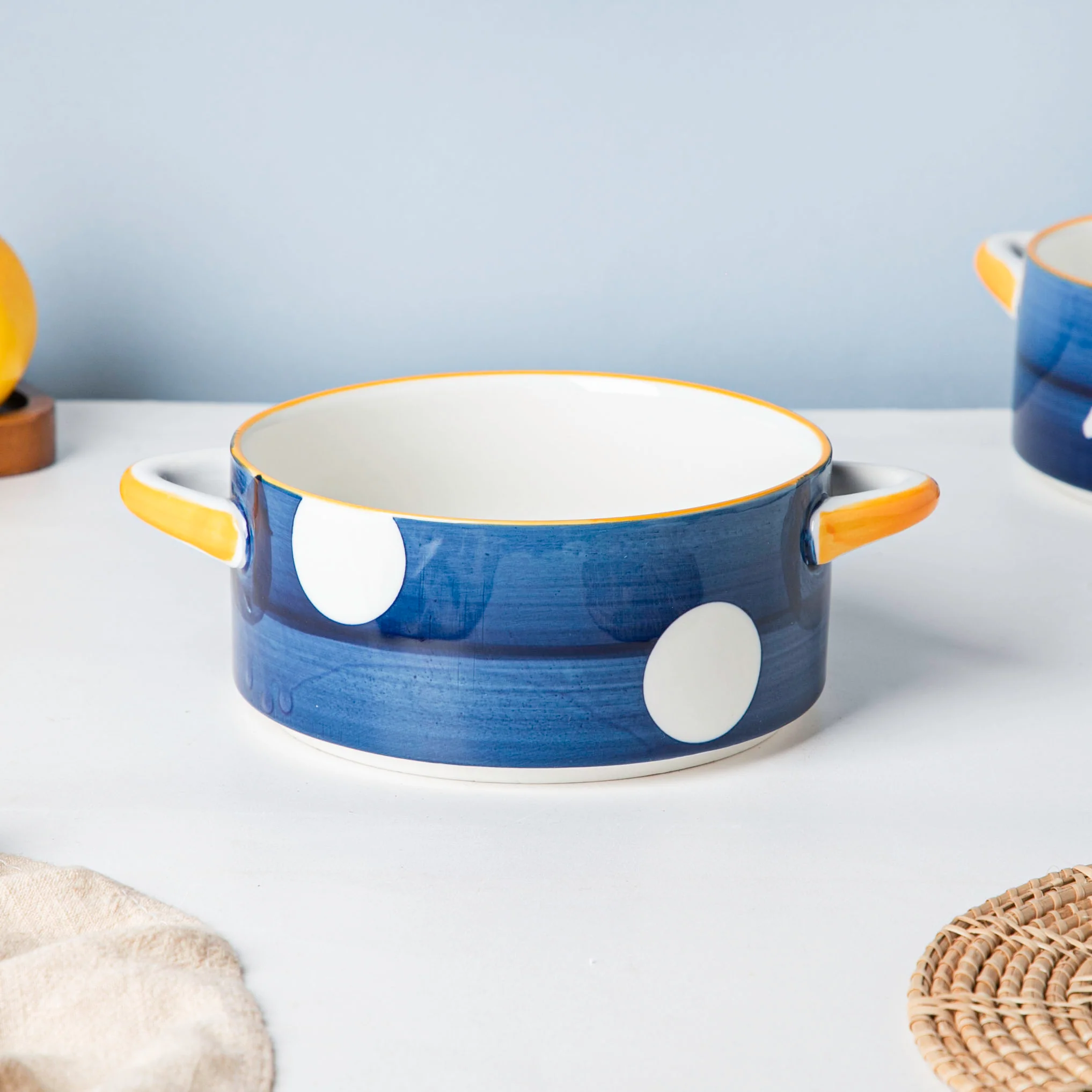 Nitori Polka Dots Bowl With Handle 6 Inch 750 ml - Image 3