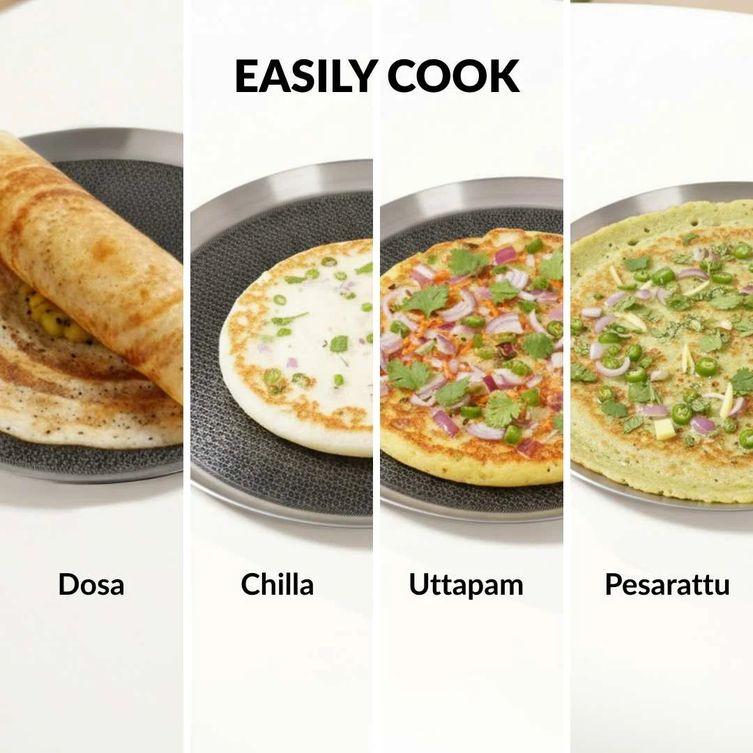 Non Stick Triply Induction Safe Honeycomb Dosa Tawa 32cm - Image 9