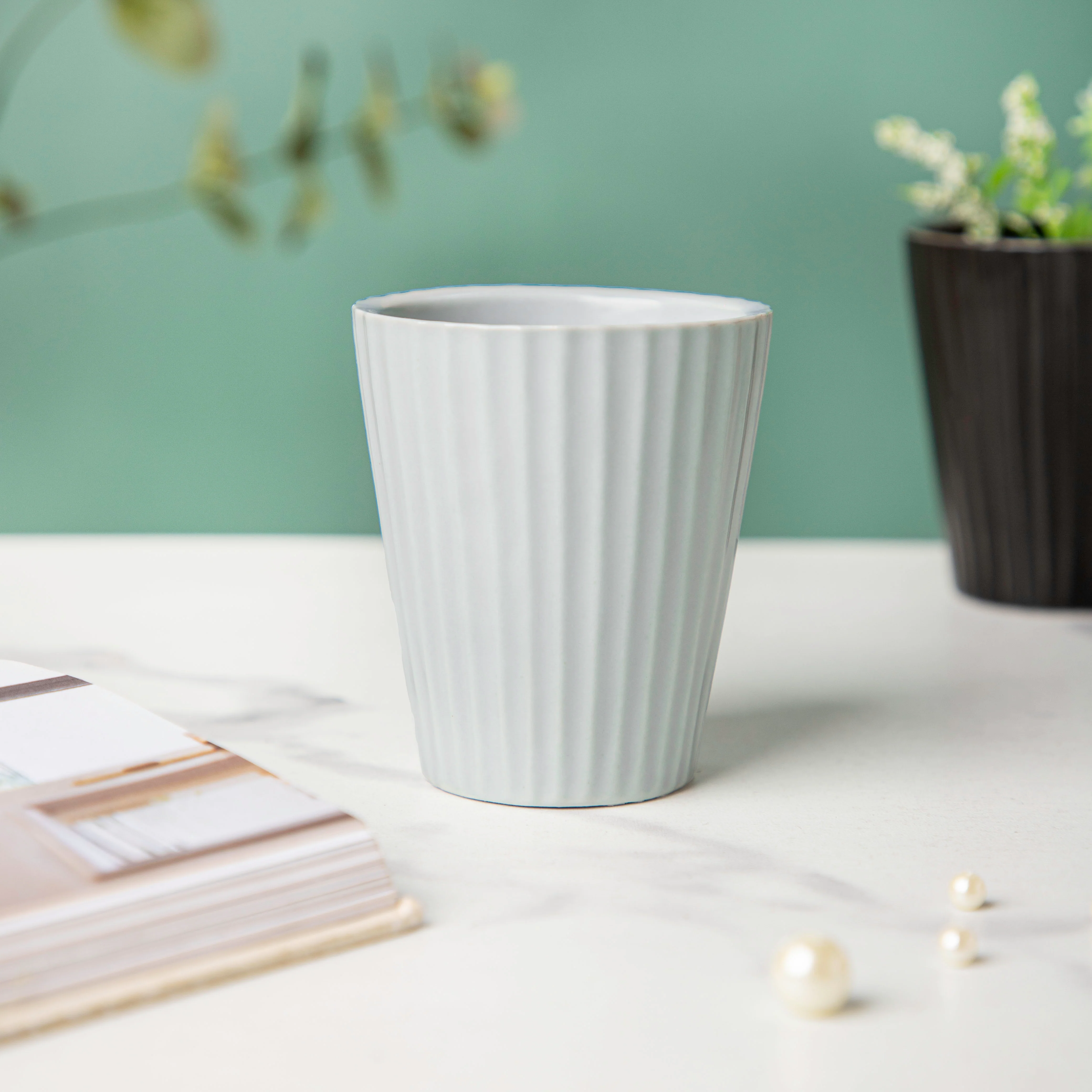 Nordic Mosaic Blue Textured Planter - Image 3