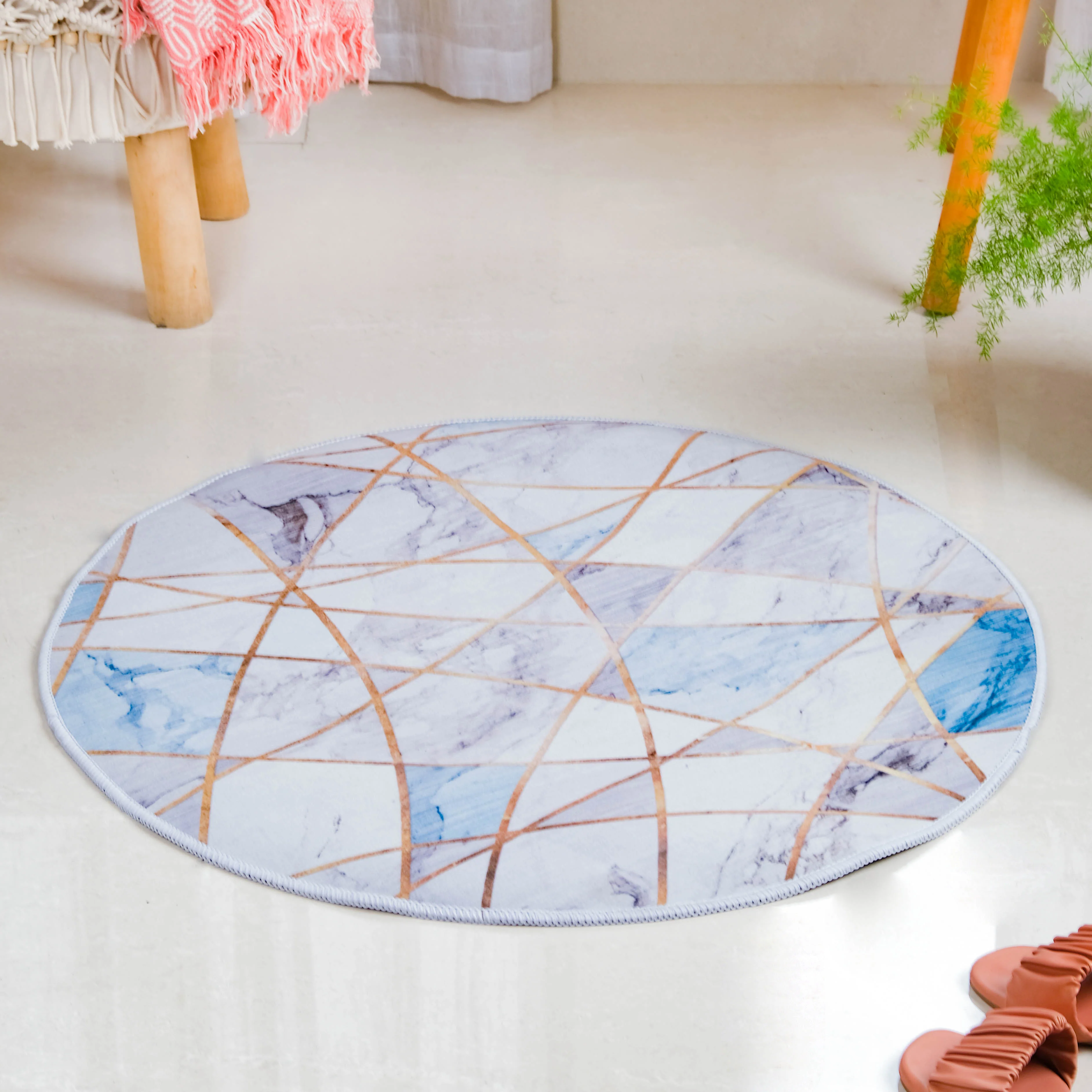 Nordic Round Carpet Blue - Image 4