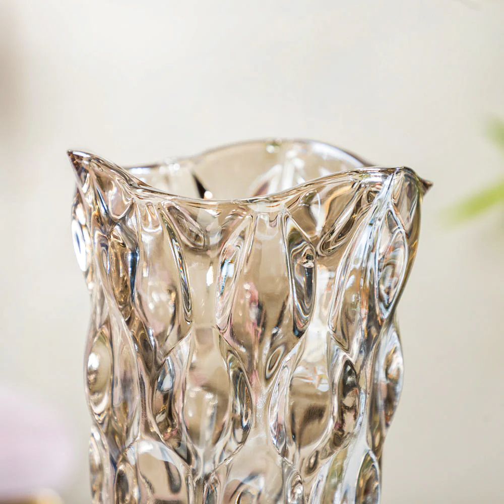 Oasis Crystal Glass Vase Amber Small 9 Inch - Image 4