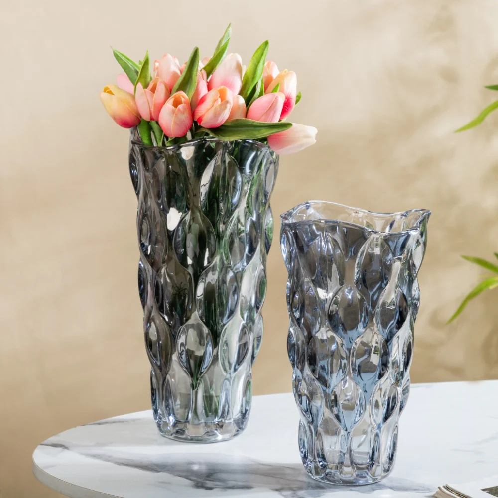Oasis Crystal Glass Vase Grey Small 9 Inch - Image 6