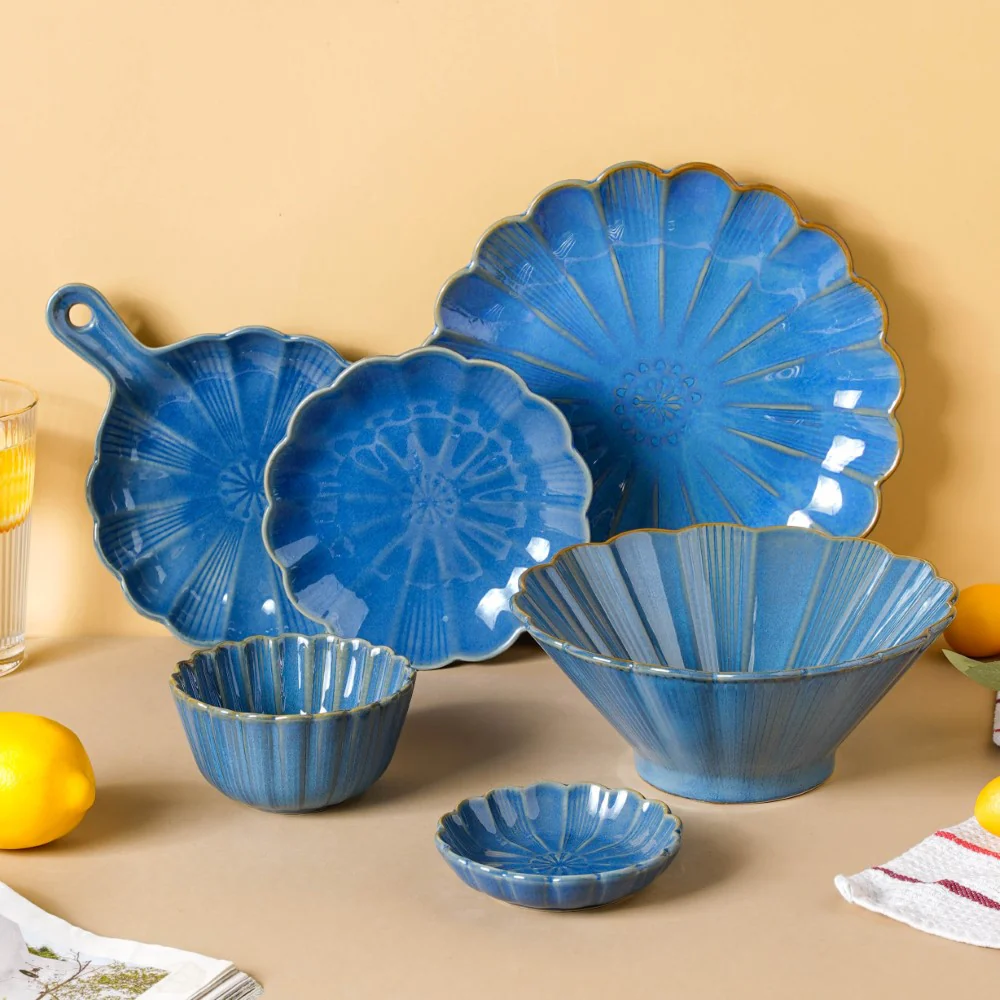 Ocean Blue 27 Piece Dinner Set For 6 - Image 2
