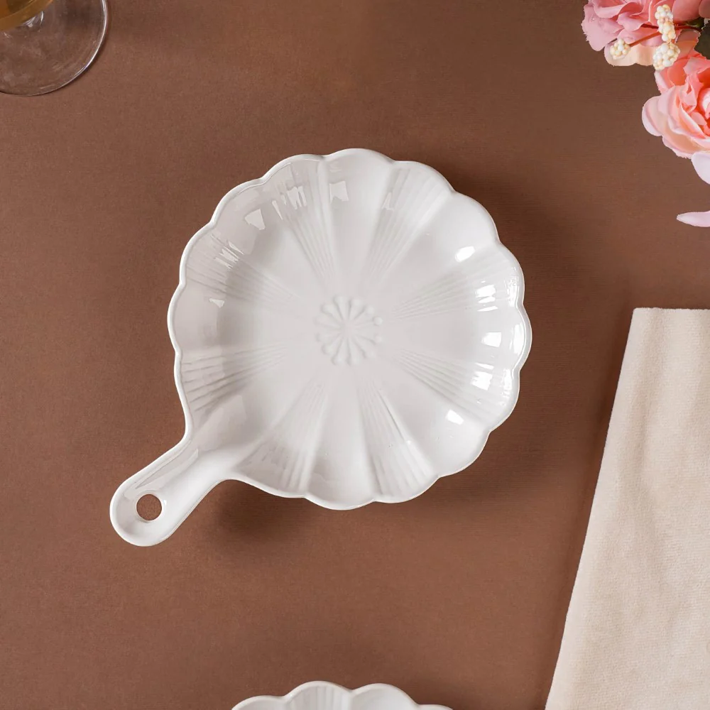 Ocean Round Dish with Handle White - Image 5