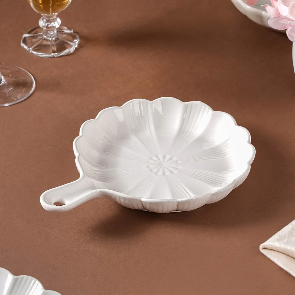 Ocean Round Dish with Handle White - Image 6