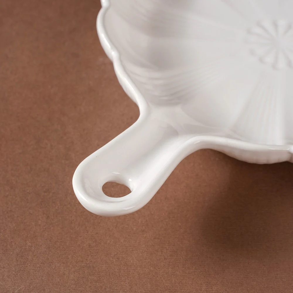 Ocean Round Dish with Handle White - Image 8