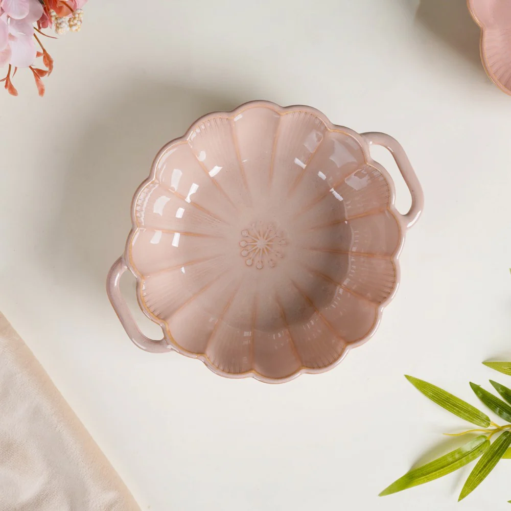 Ocean Serving Bowl with Handle Pink 600ml - Image 6