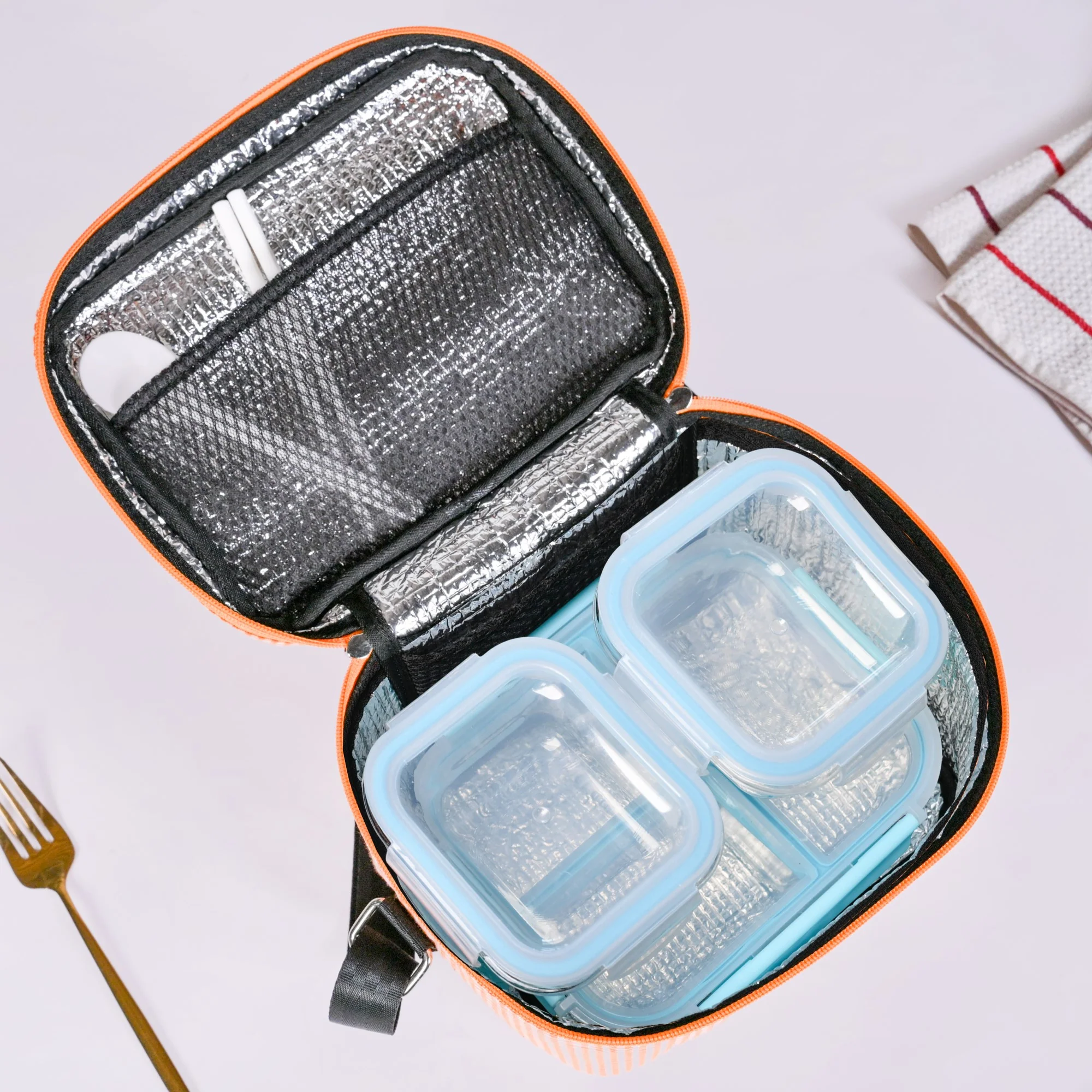 Office Time Glass Lunchbox And Insulated Lunch Bag Set - Image 3
