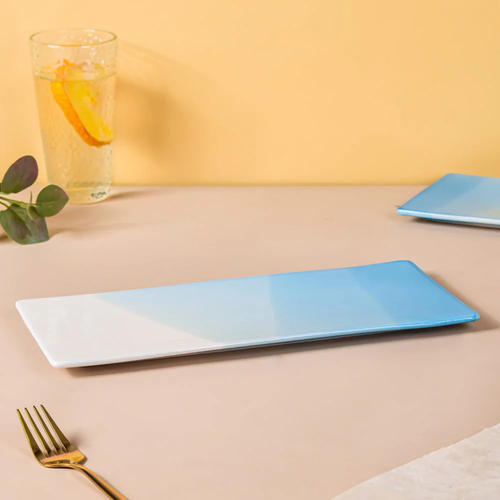 Ombre Ceramic Platter Blue Large 12 Inch - Image 2