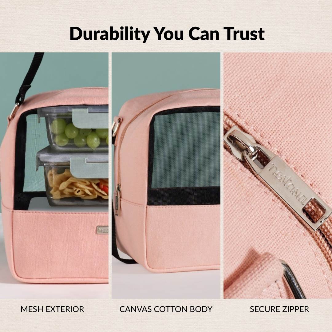 On The Go Mesh Lunch Bag Pink - Image 6