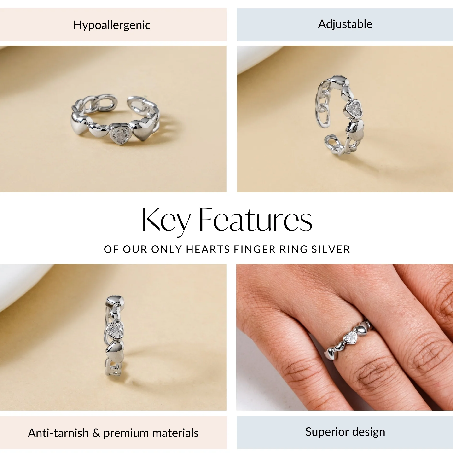 Only Hearts Finger Ring Silver - Image 4