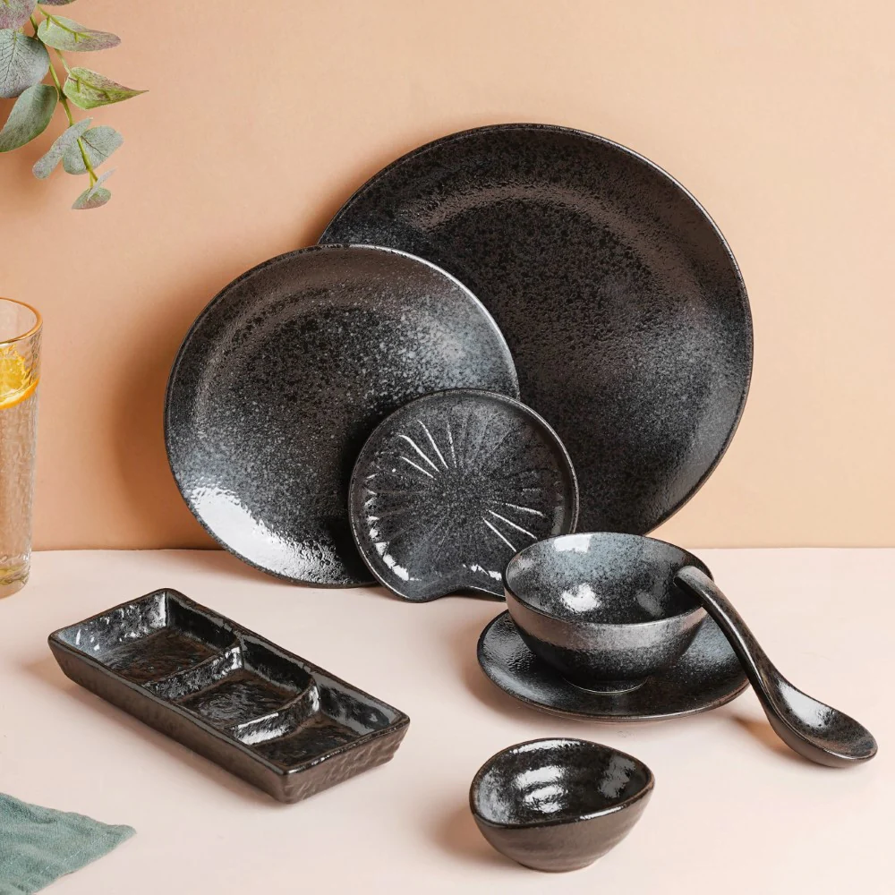 Onyx Finish Stoneware Dip Bowl Charcoal Black 50ml - Image 9