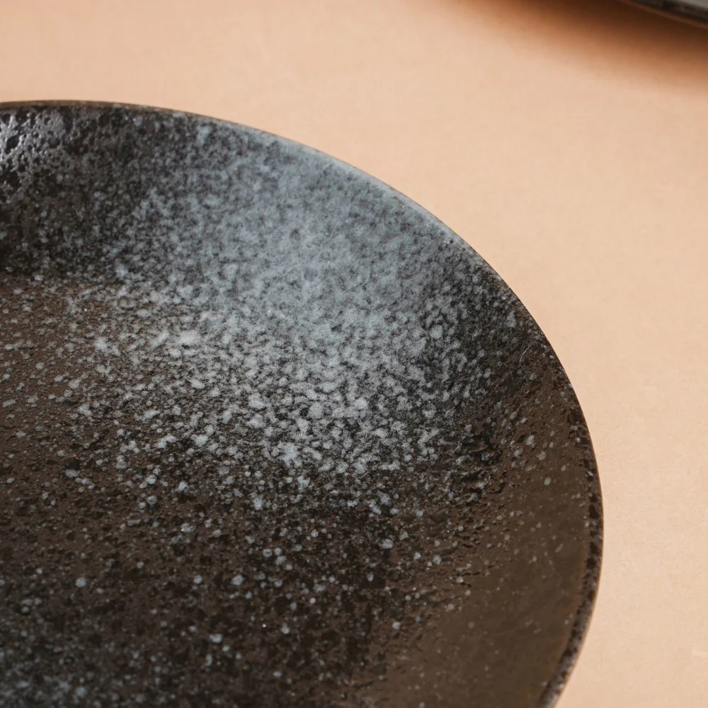 Onyx Finish Stoneware Snack Plate Black 8 Inch - Image 6