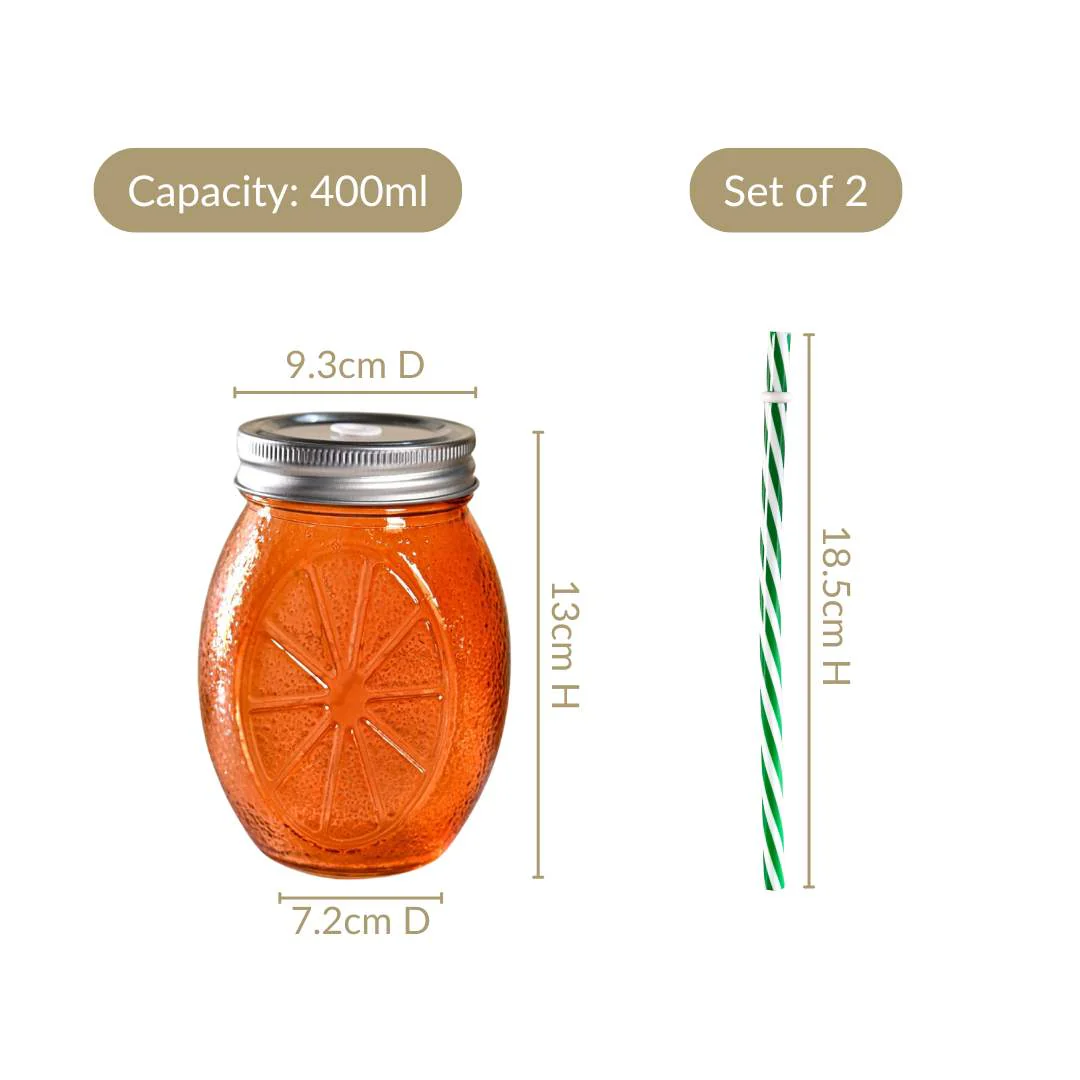 Orange Tumbler With Straw Set Of 2 400ml - Image 4