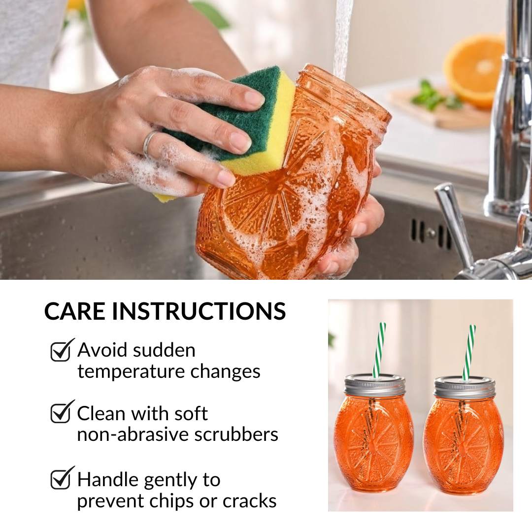 Orange Tumbler With Straw Set Of 2 400ml - Image 7