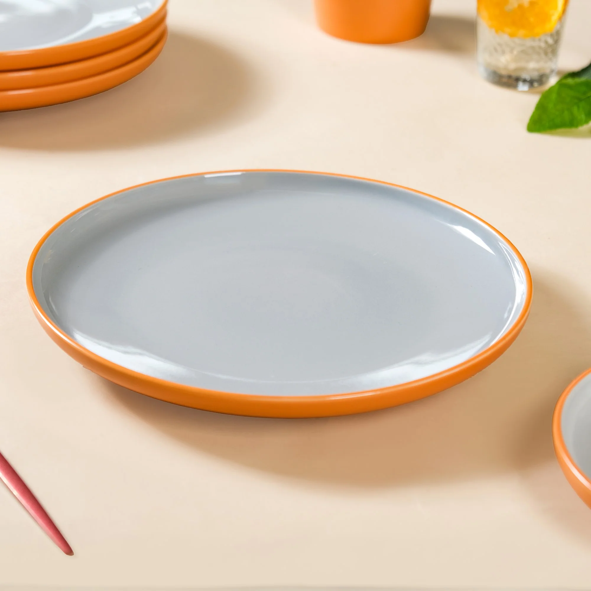 Orange Zoella Set Of 4 Dinner Plates 10 Inch - Image 7