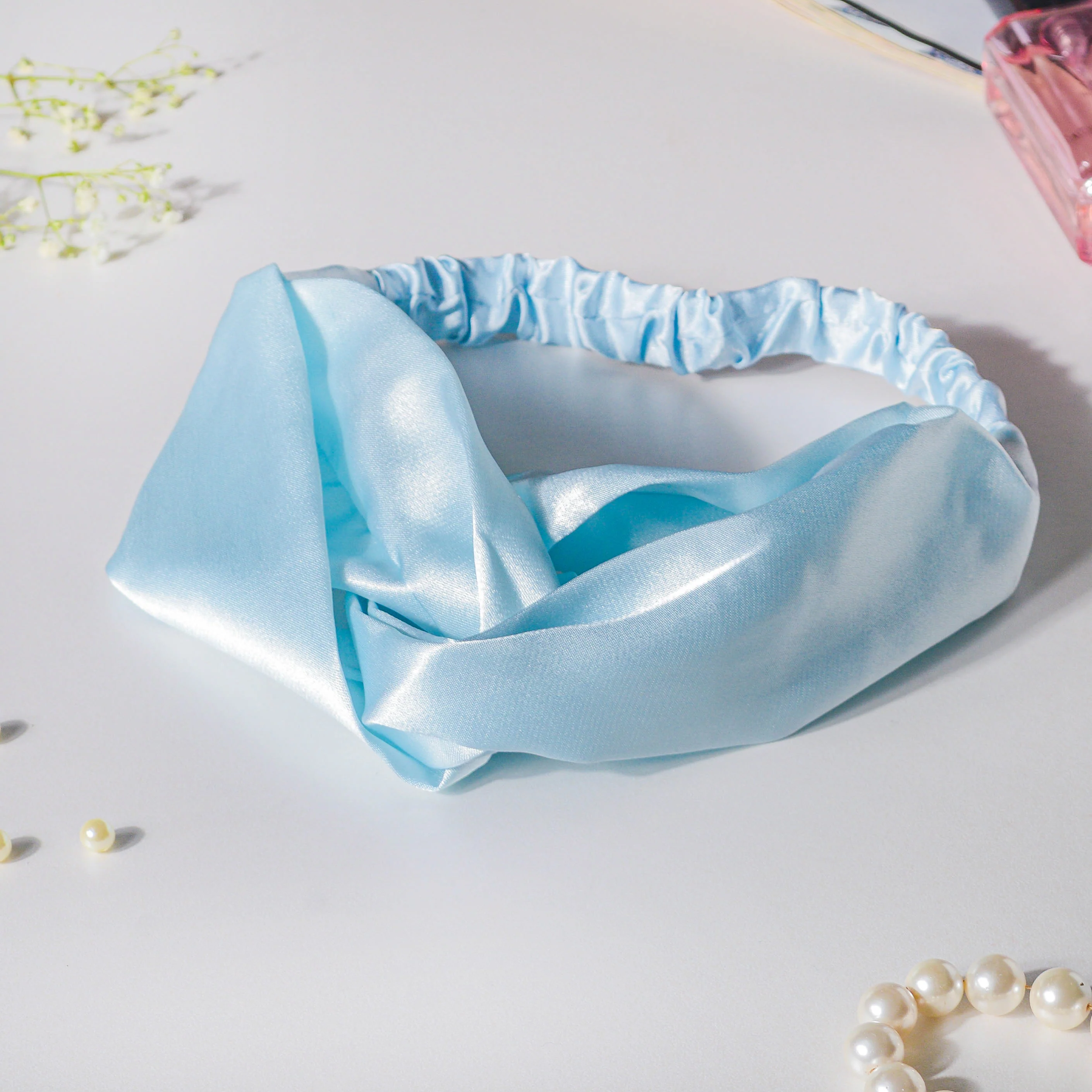 Orchid Blue Satin Hair Band - Image 6