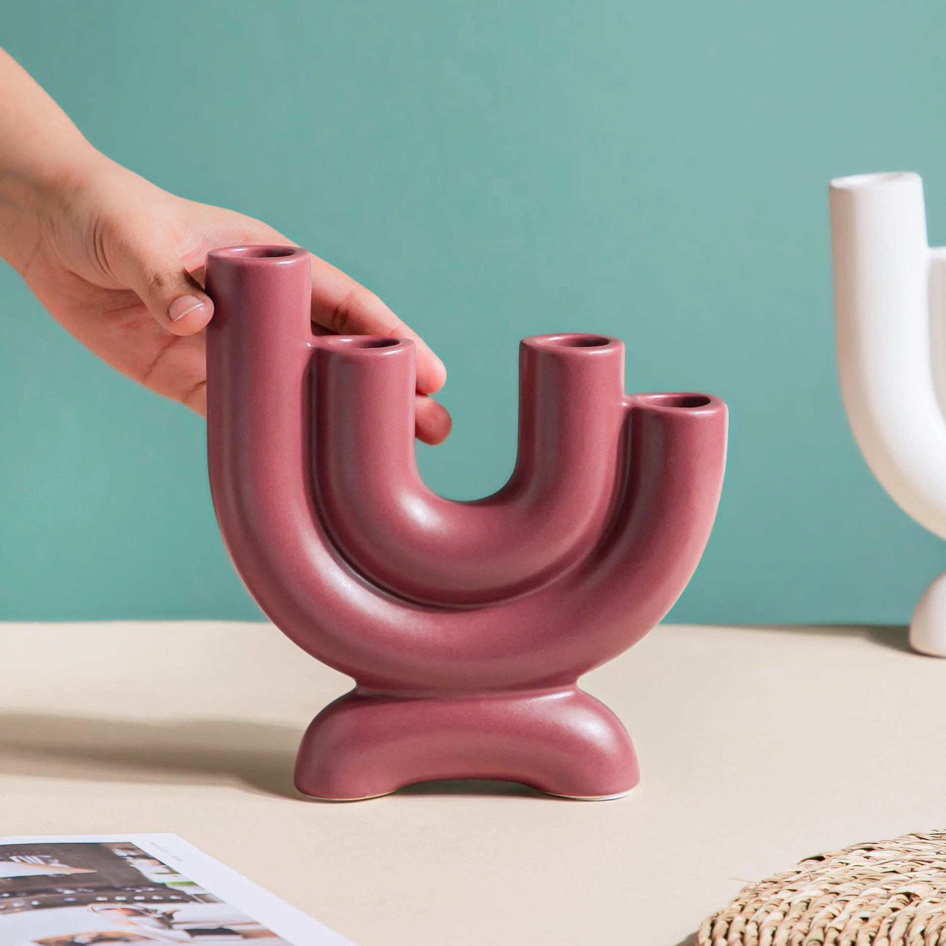 Organ Ceramic 4 Arm Candle Holder - Image 3