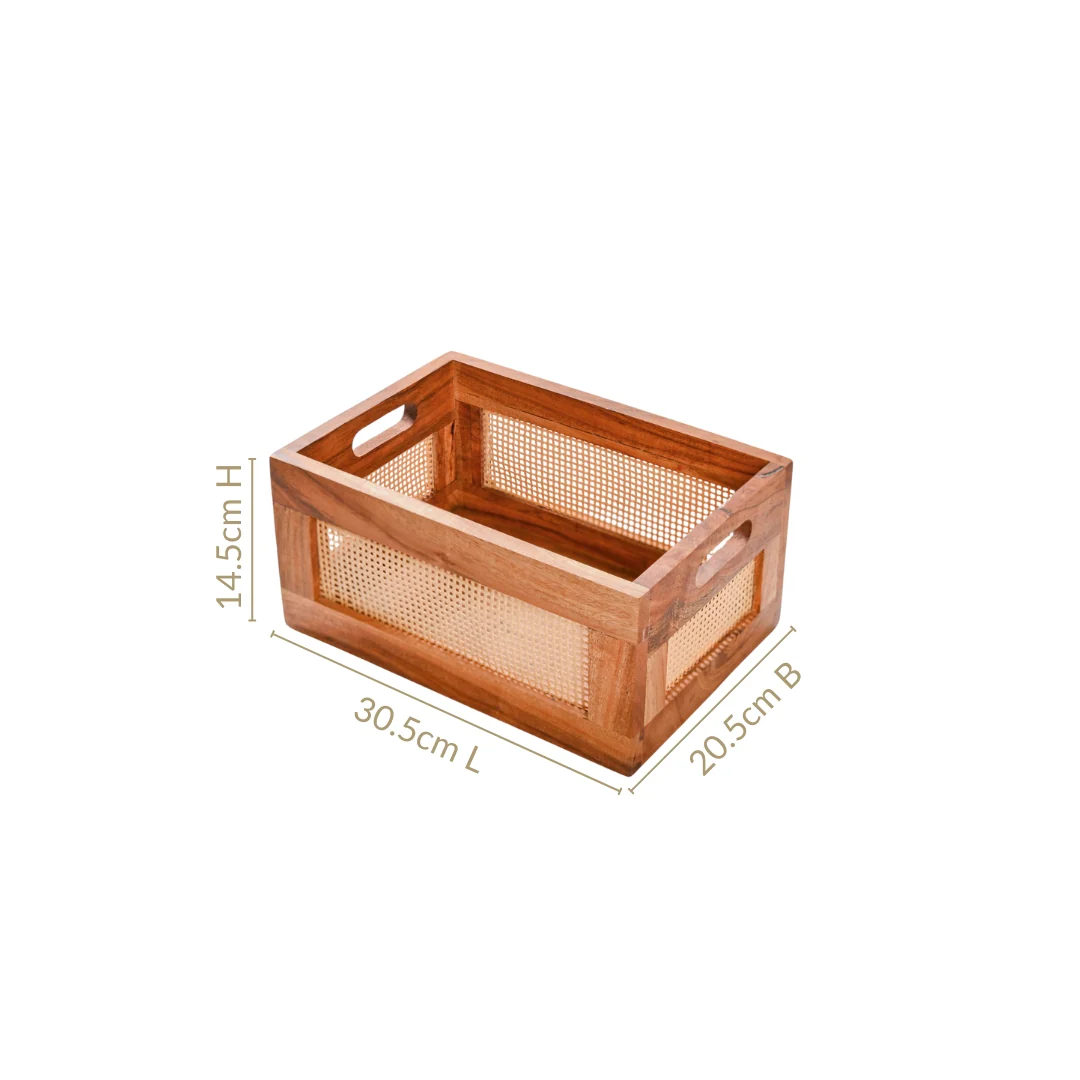 Organic Rattan Wooden Basket Crate - Image 4