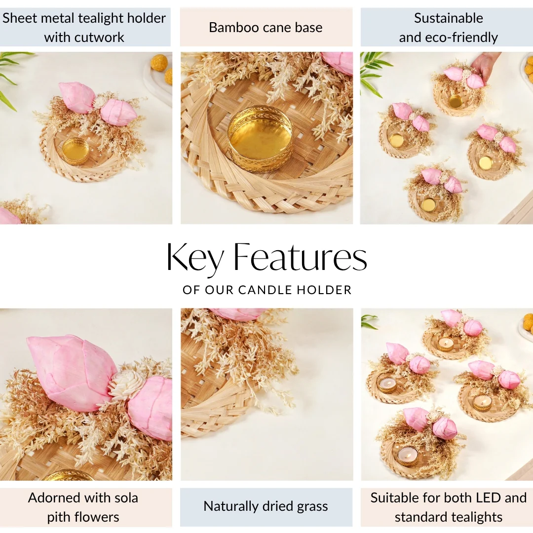 Organic Sola Lotus Tea Light Holder Pink Set Of 4 - Image 5