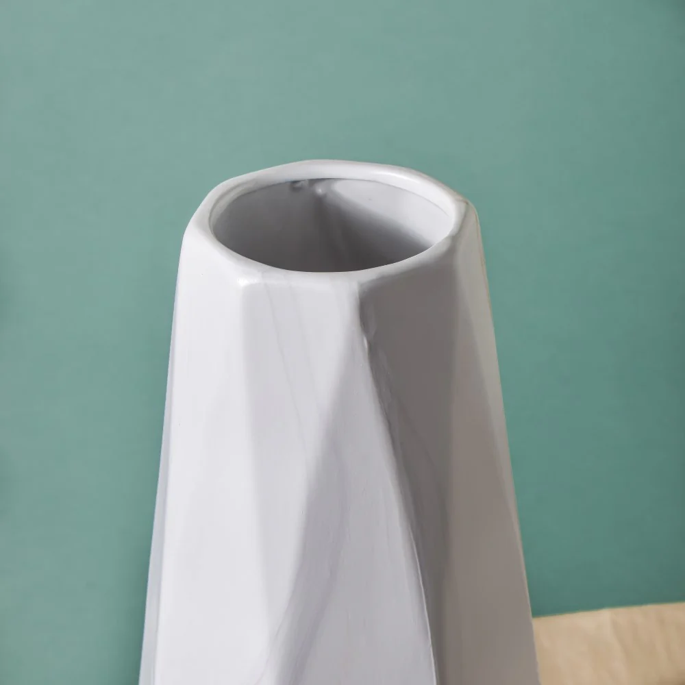 Ornate Ceramic Marble Pattern Vase White - Image 5