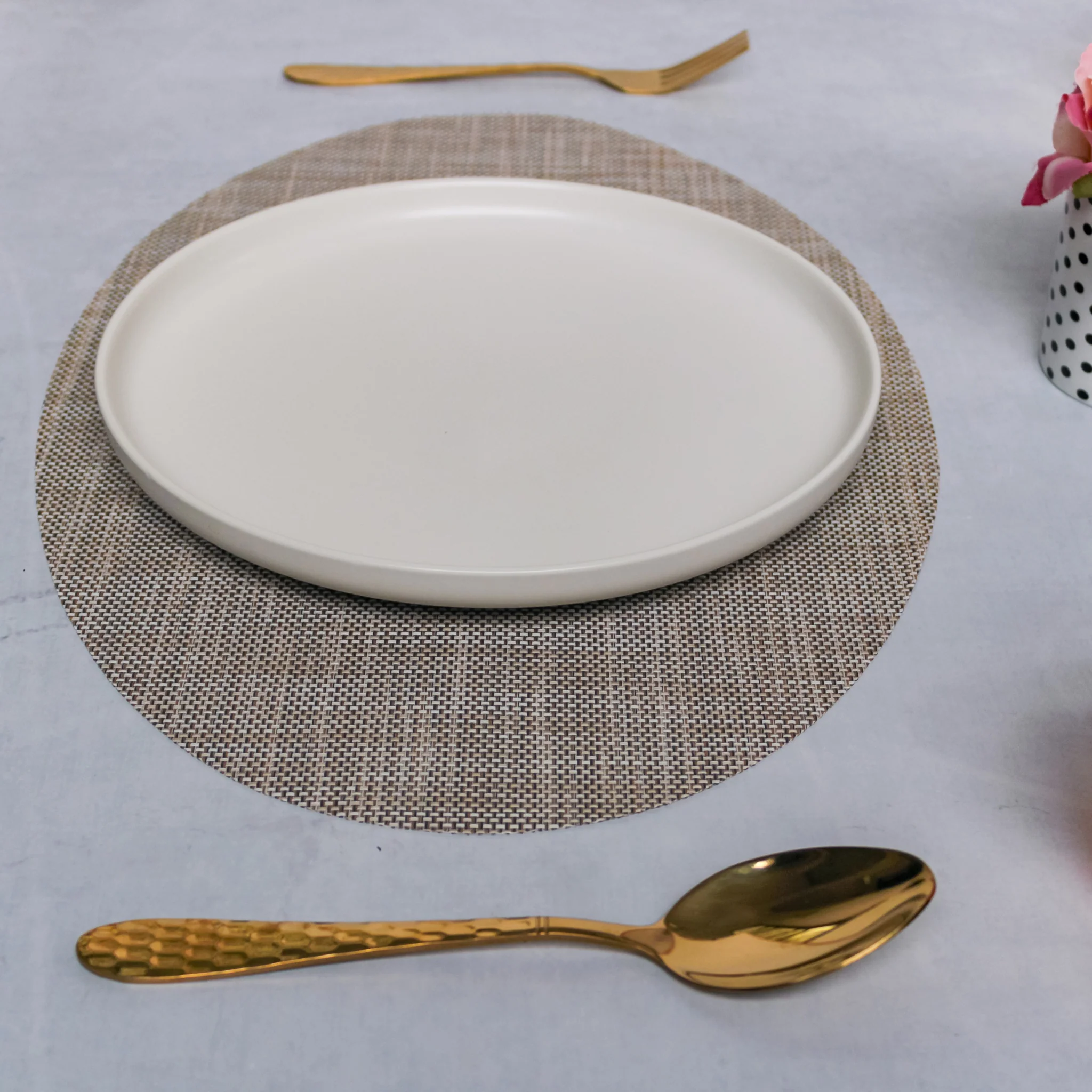Oval Dining Table Mat Beige Set of 2 - Image 6