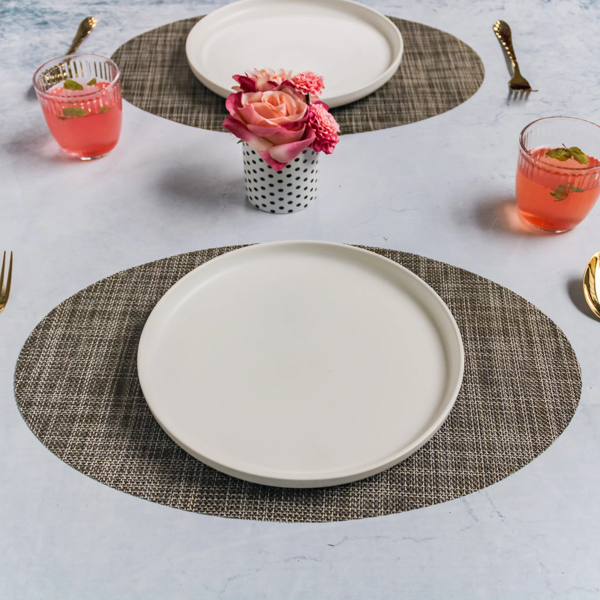 Oval Table Mat Brown Set of 2 - Image 7