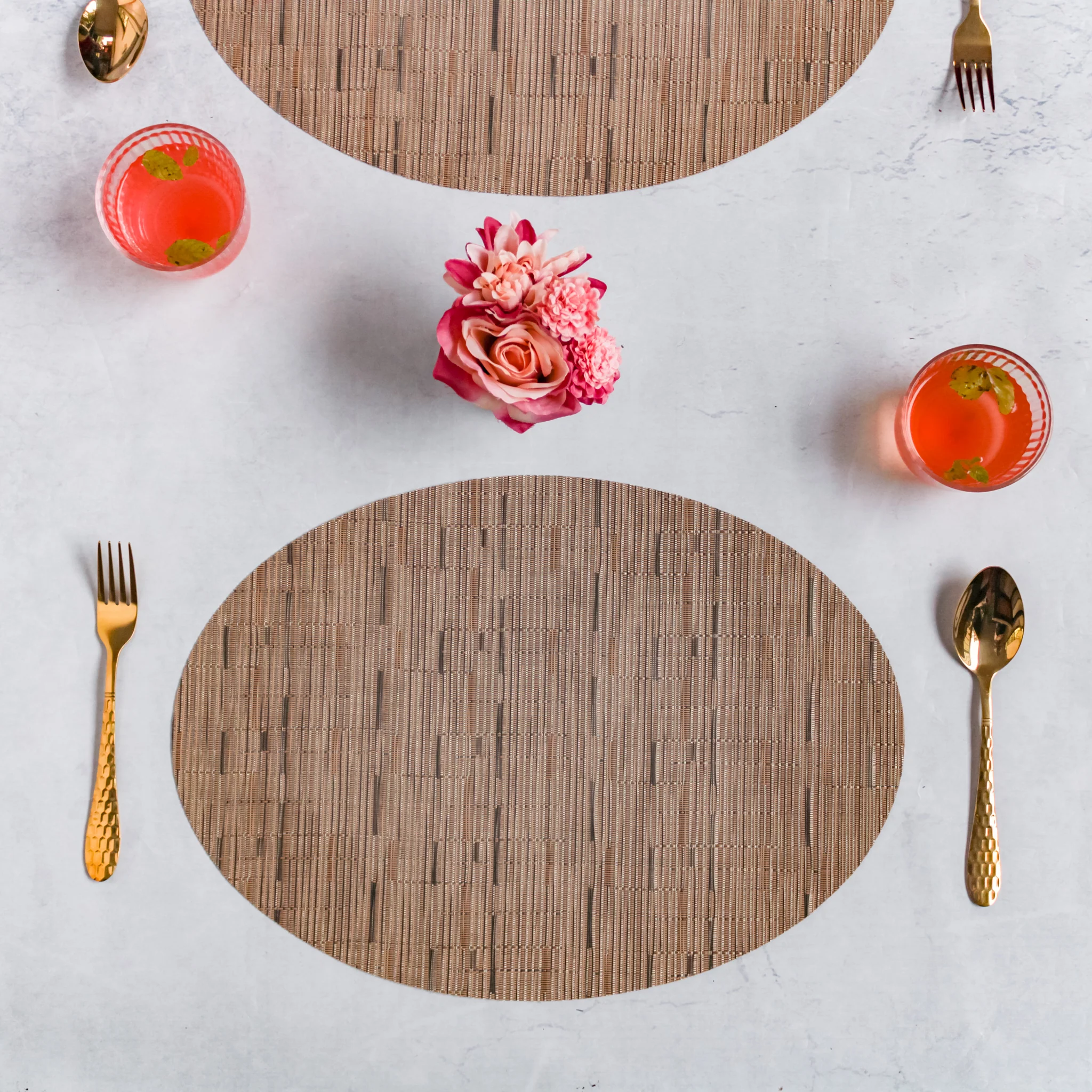 Oval Table Mat Brown Set of 2 - Image 7