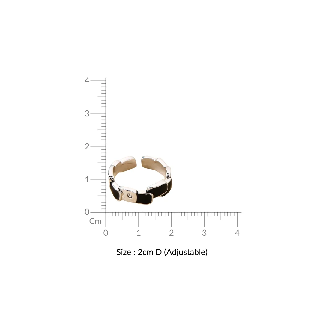 Overlapping Black Tile Silver Ring - Image 3