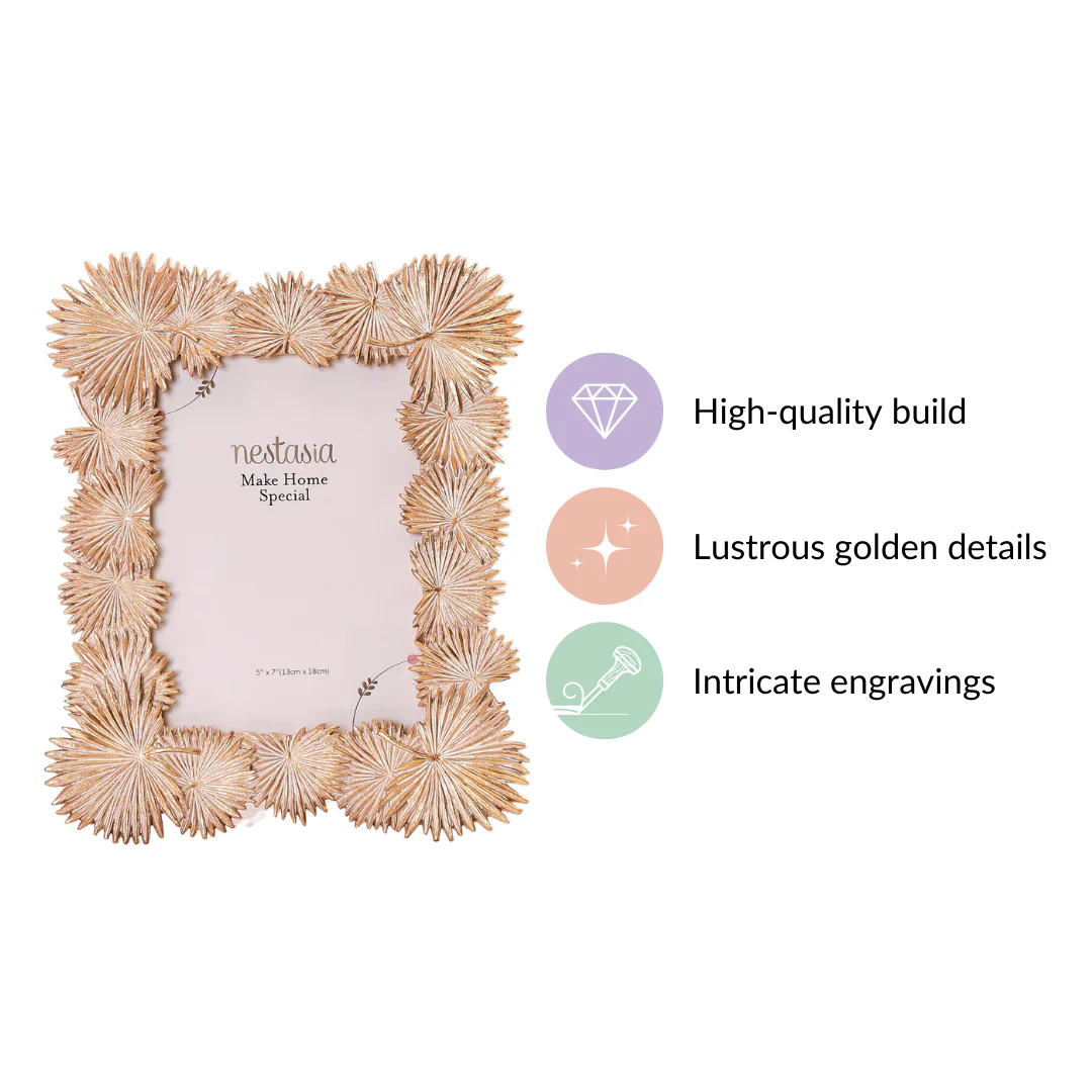 Palm Leaves Decorative Frame Gold Large 11"x8.5" - Image 4