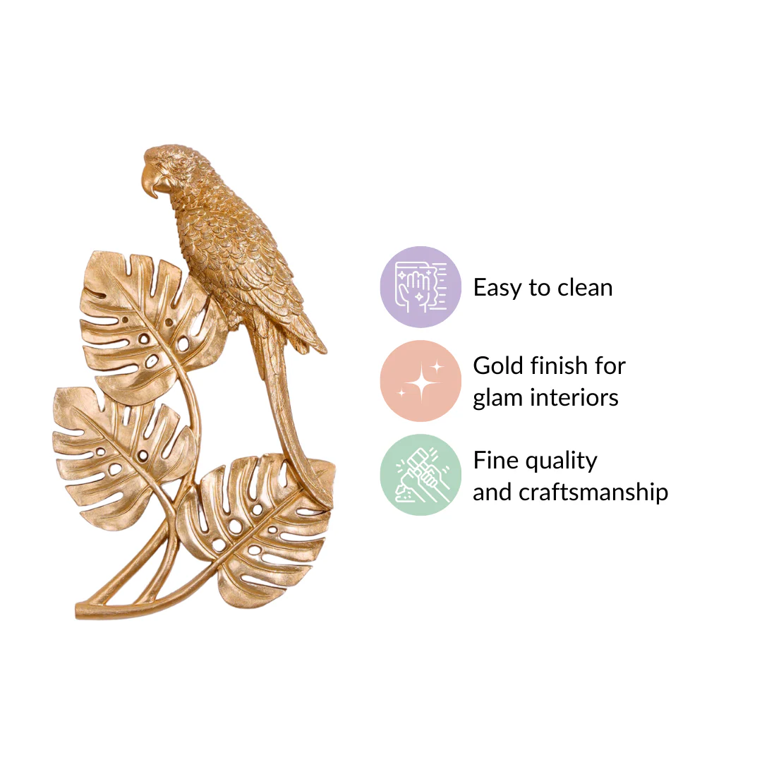 Parrot Monstera Wall Decor Gold - Image 4