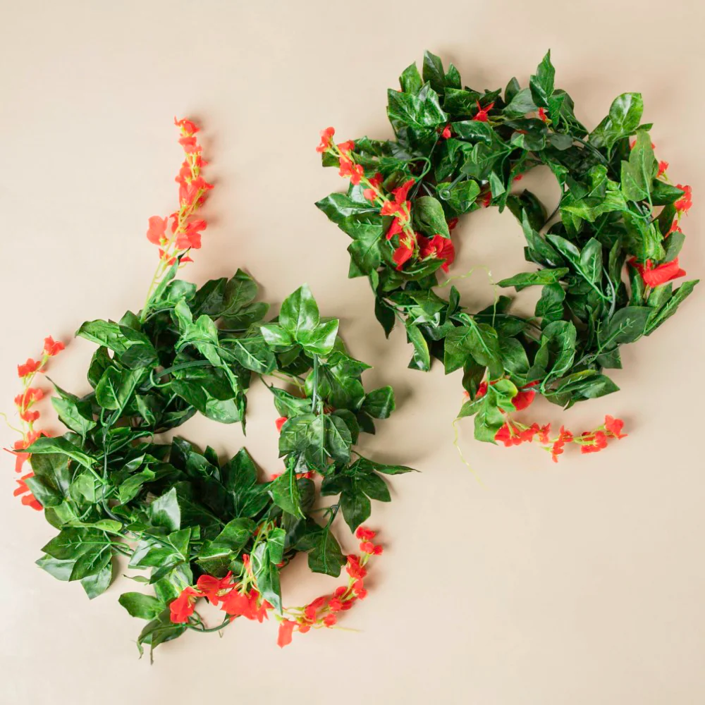 Party Decor Floral Vine Set of 2 Red - Image 3