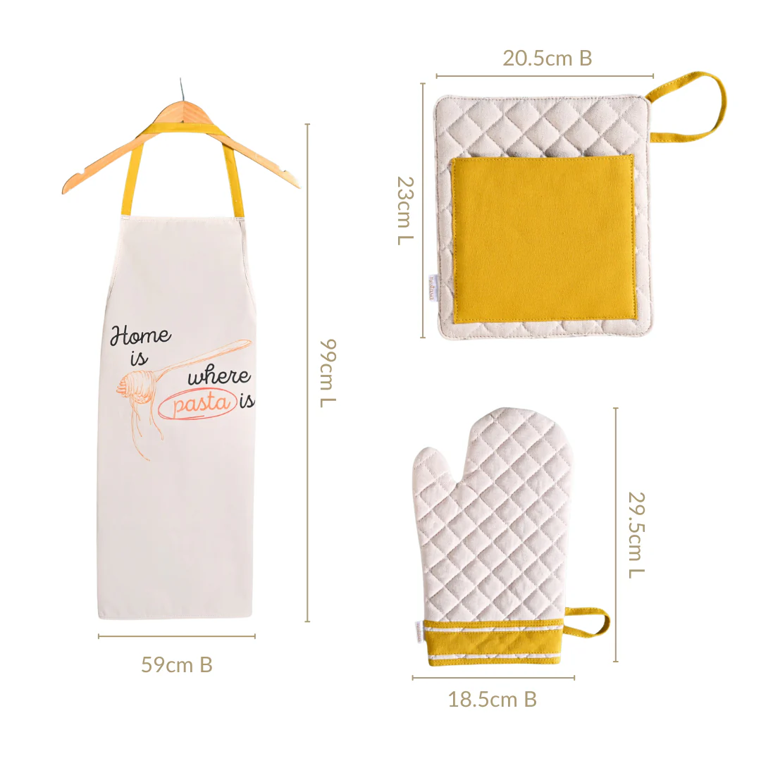 Pasta Lover Gift Hamper Box With Spatula Apron Trivet And Mitten - Image 3