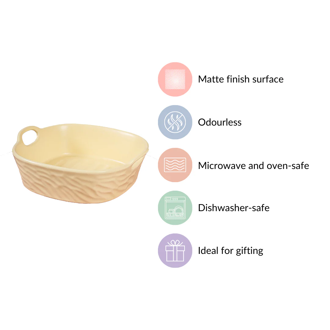 Pastel Baking Serving Bowl With Handle Yellow 800 ml - Image 7