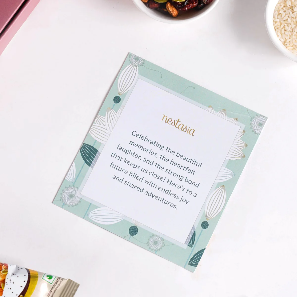 Pastel Floral Couple Rakhi Set Of 4 With Gift Box And Card - Image 10