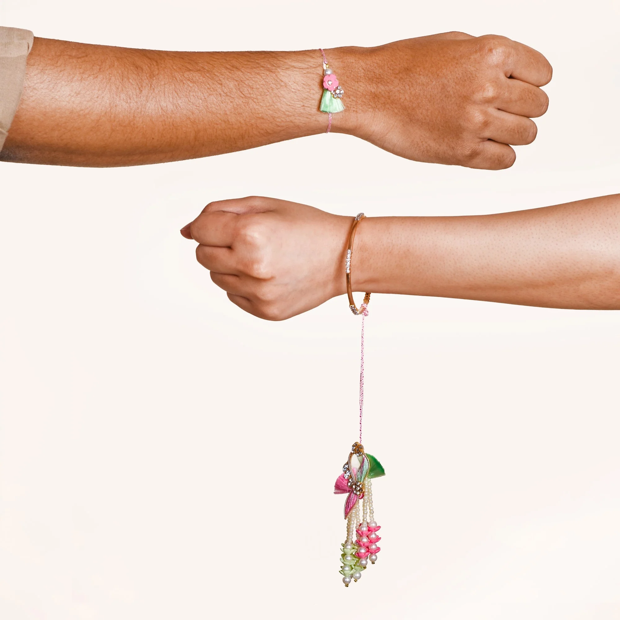 Pastel Floral Couple Rakhi Set Of 4 With Gift Box And Card - Image 5