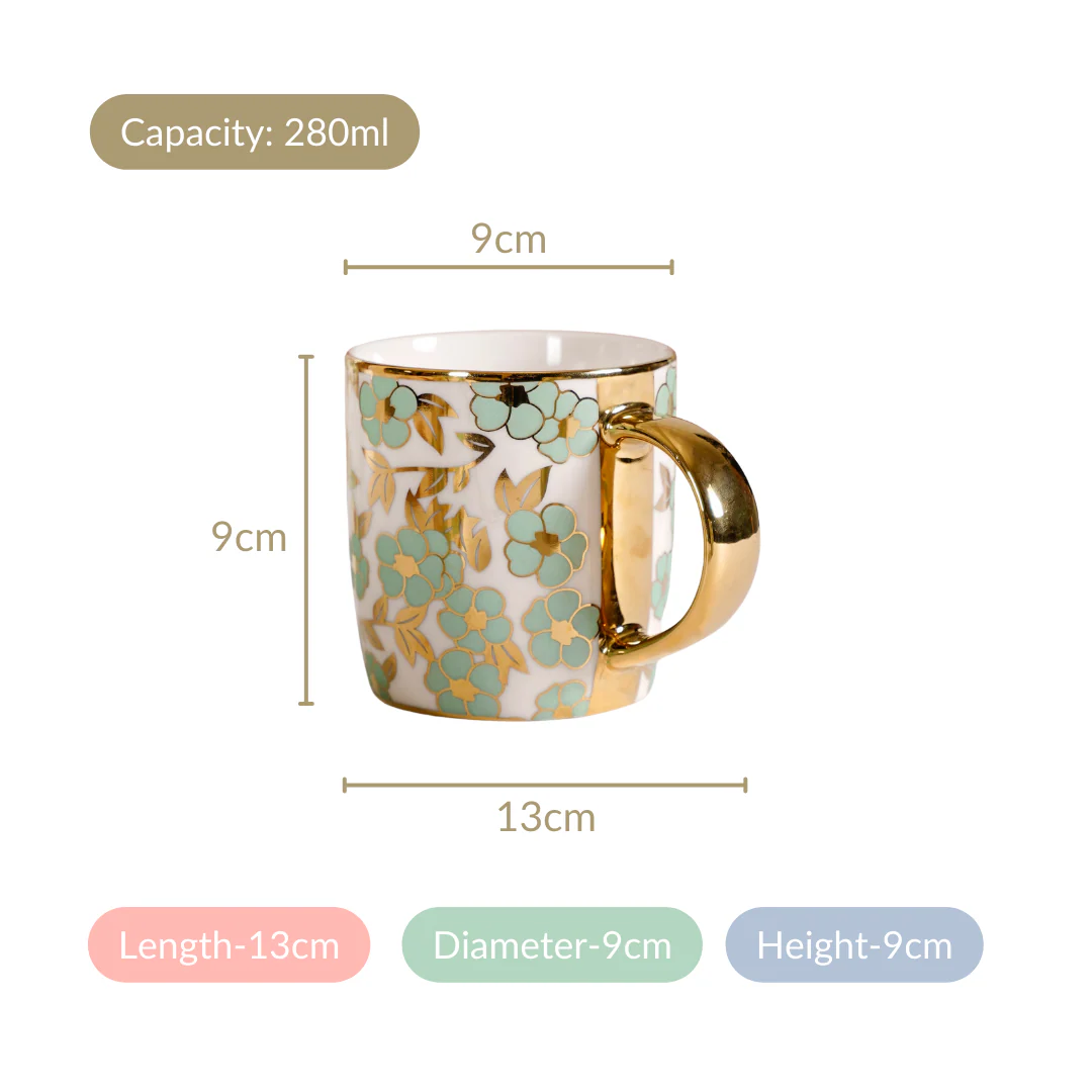 Pastel Flowers Ceramic Teacup Set of 6 330ml - Image 4