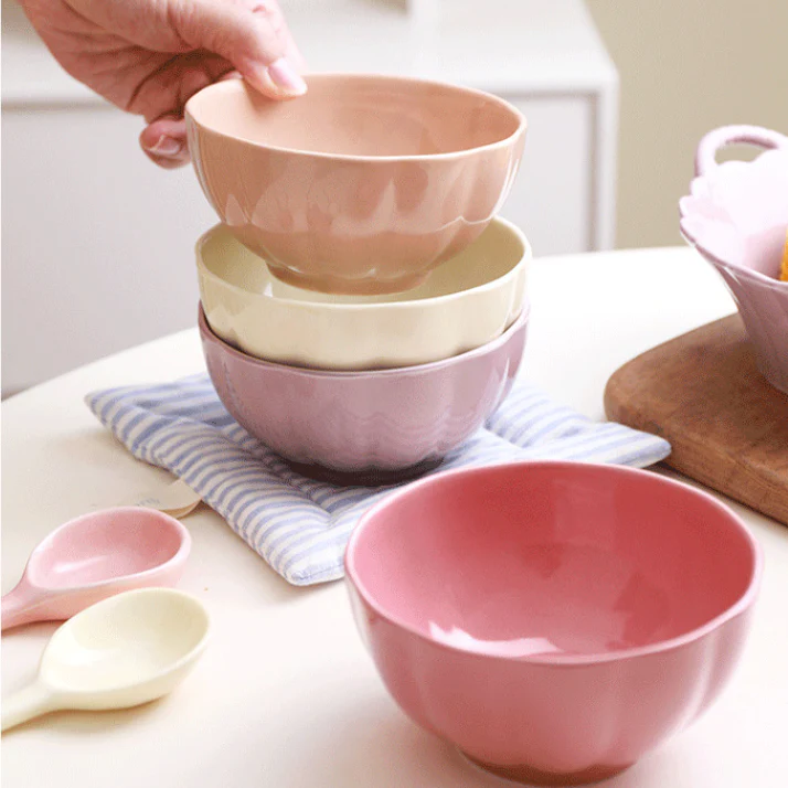 Pastel Gloss Finish Ceramic Bowl Set Of 4 310ml - Image 3