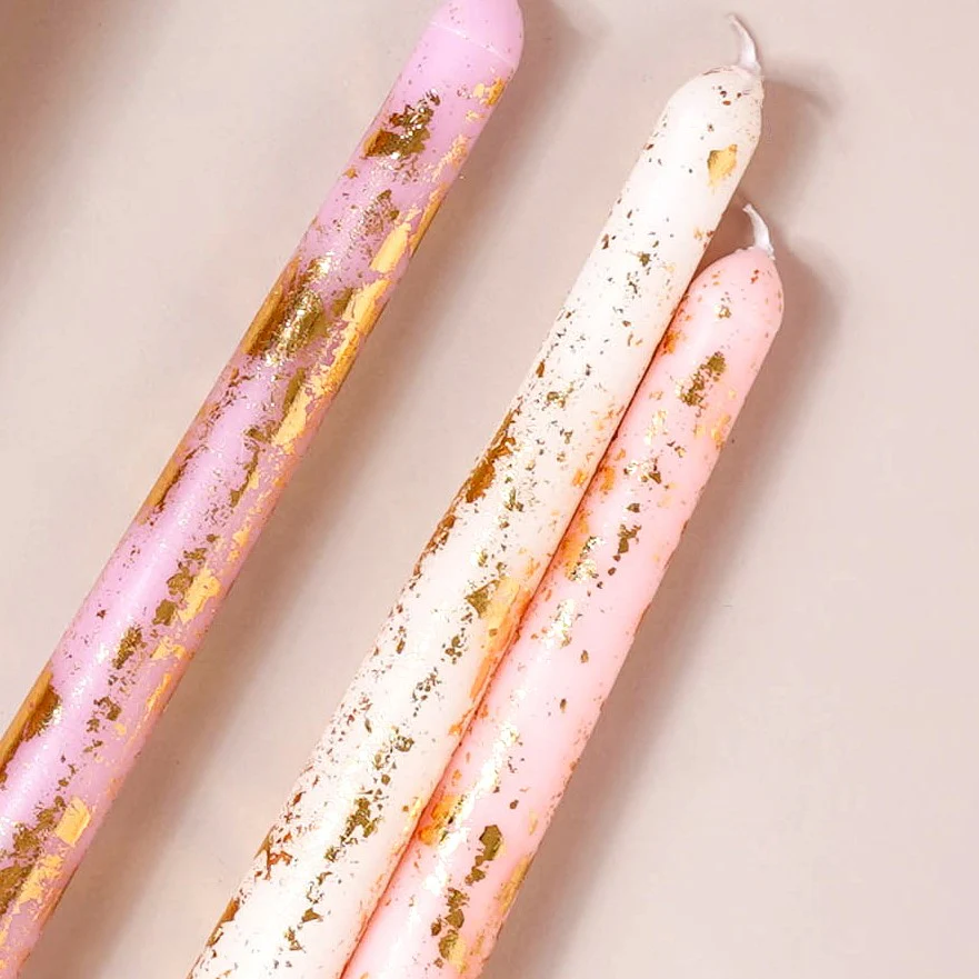 Pastel Gold Foil Candles Set Of 6 Multicolour - Image 7
