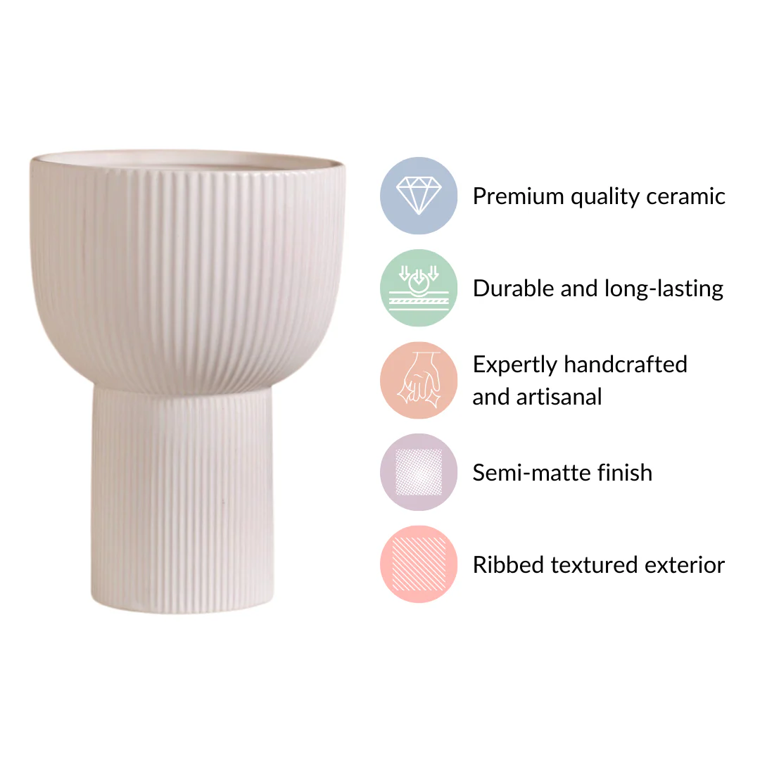 Pastel Nordic Inspired Ceramic Flower Vase Pink - Image 4