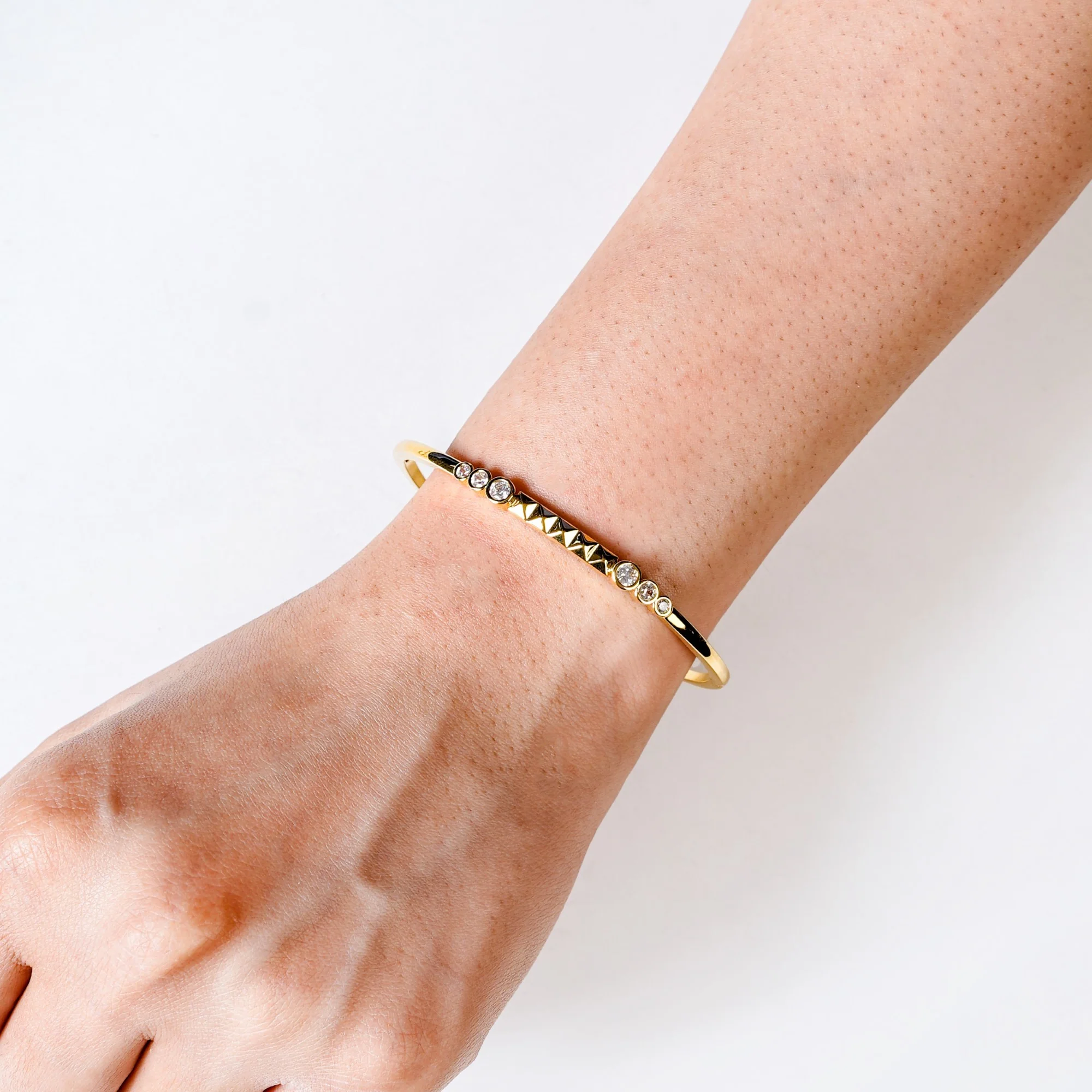 Patterned Diamond Gold Statement Bracelet - Image 2