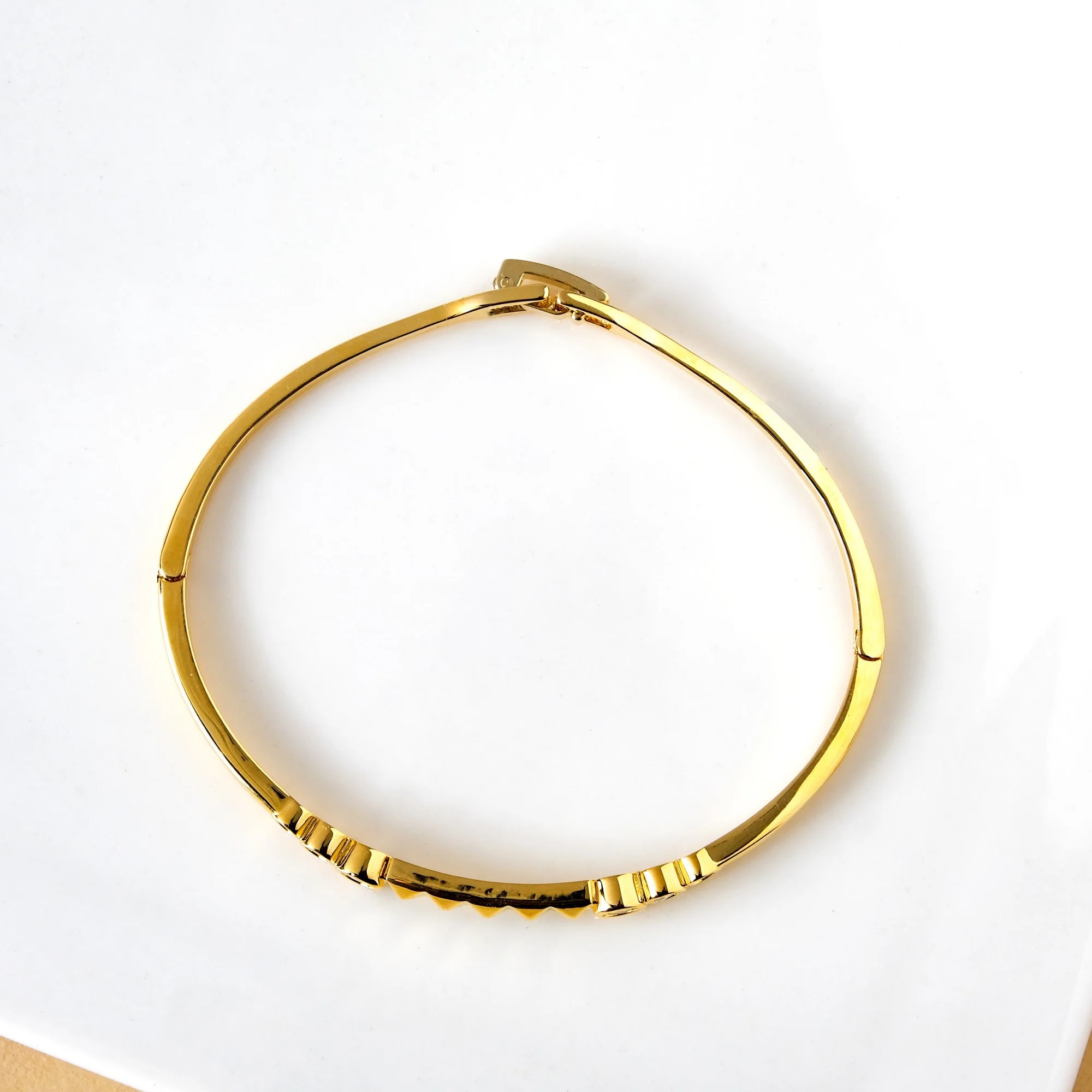 Patterned Diamond Gold Statement Bracelet - Image 6