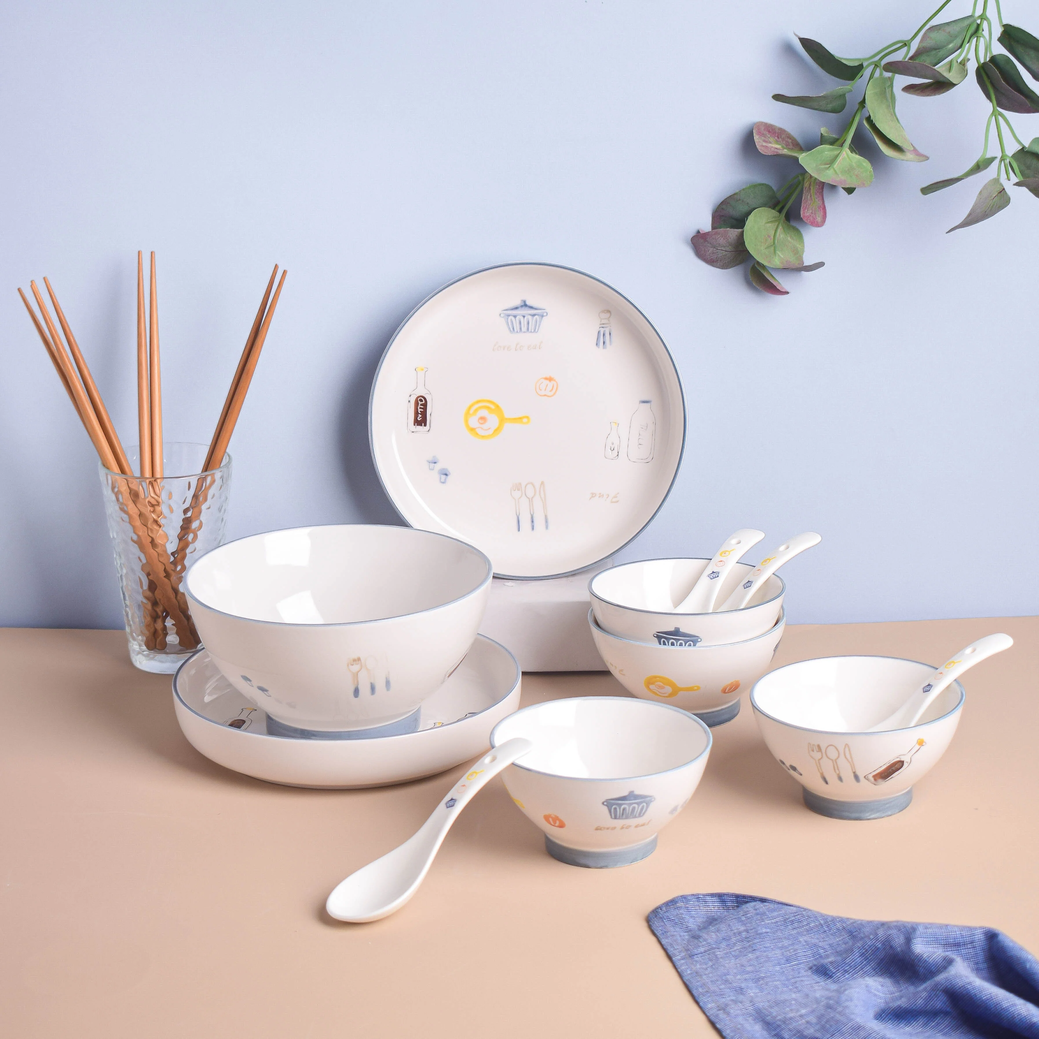 Patterned Soup Bowl Set For 4 - Image 5