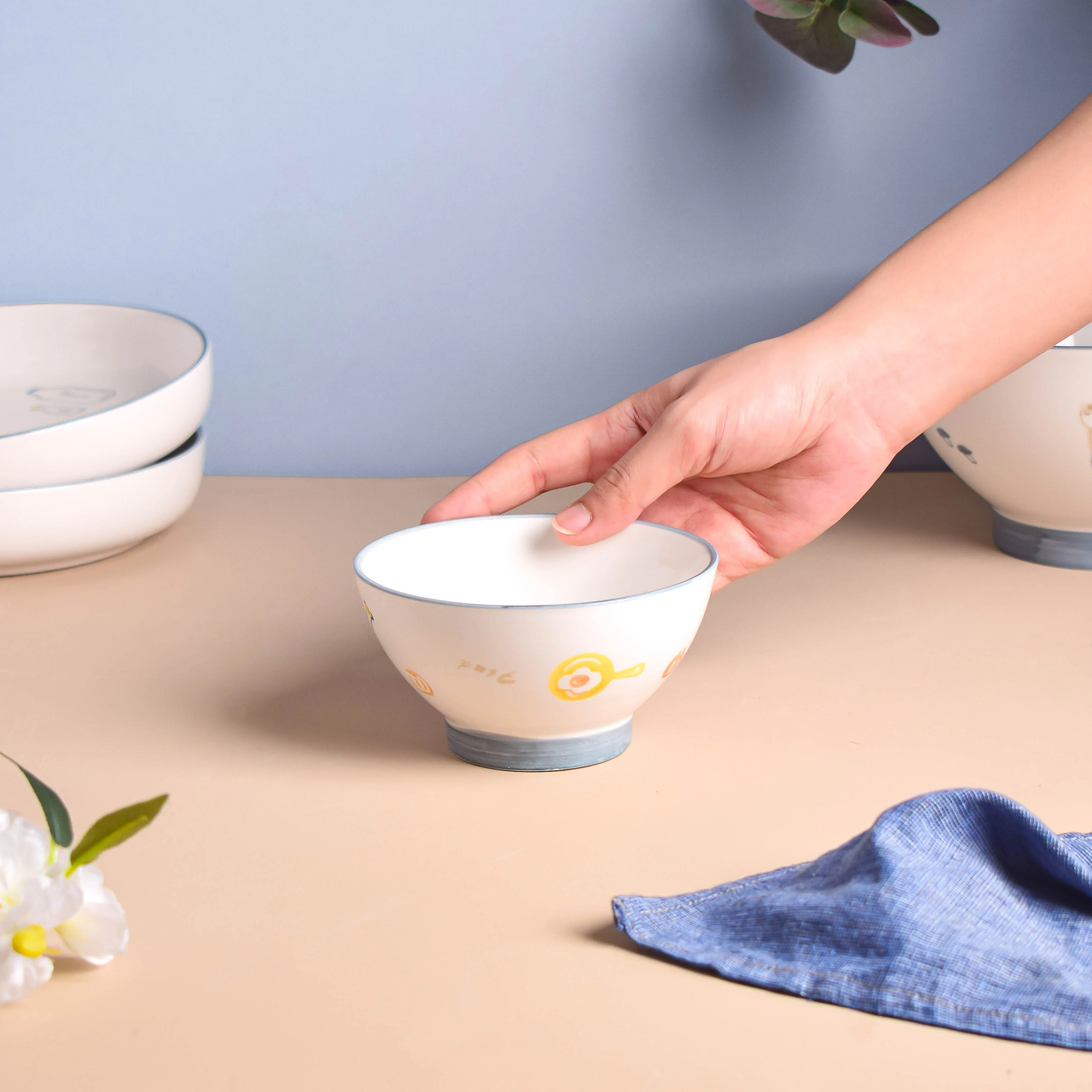 Patterned Soup Bowl Set For 4 - Image 8